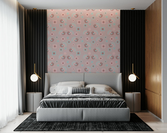 Rosebird Delight Wallpaper in a sophisticated traditional bedroom.