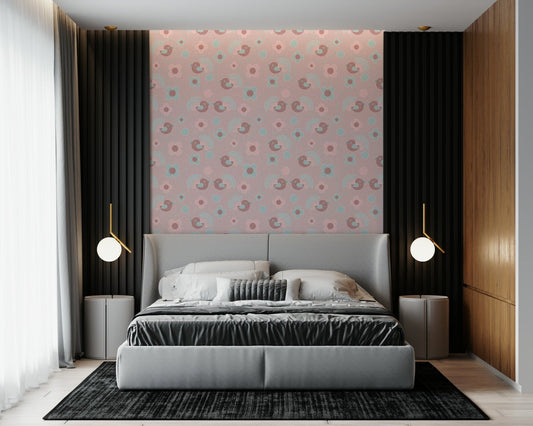 Rosebird Delight Wallpaper in a sophisticated traditional bedroom.