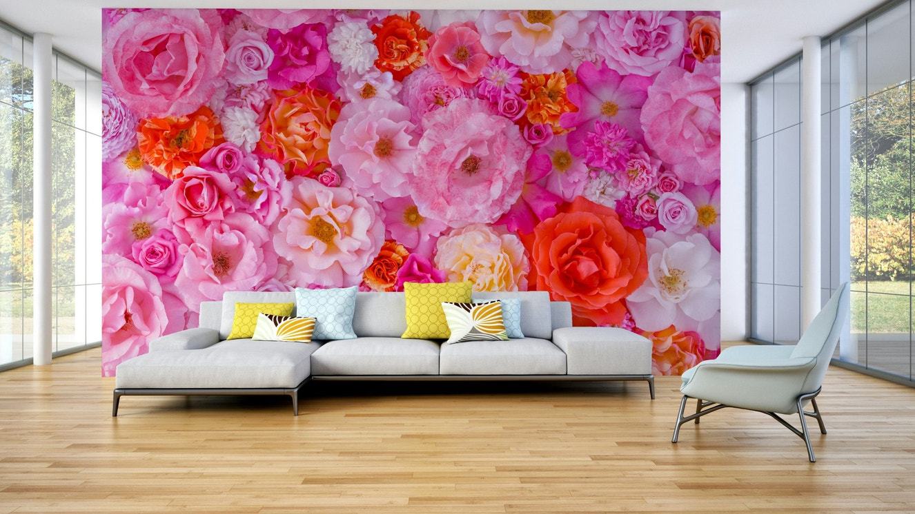 Roses Galore floral wall mural design

