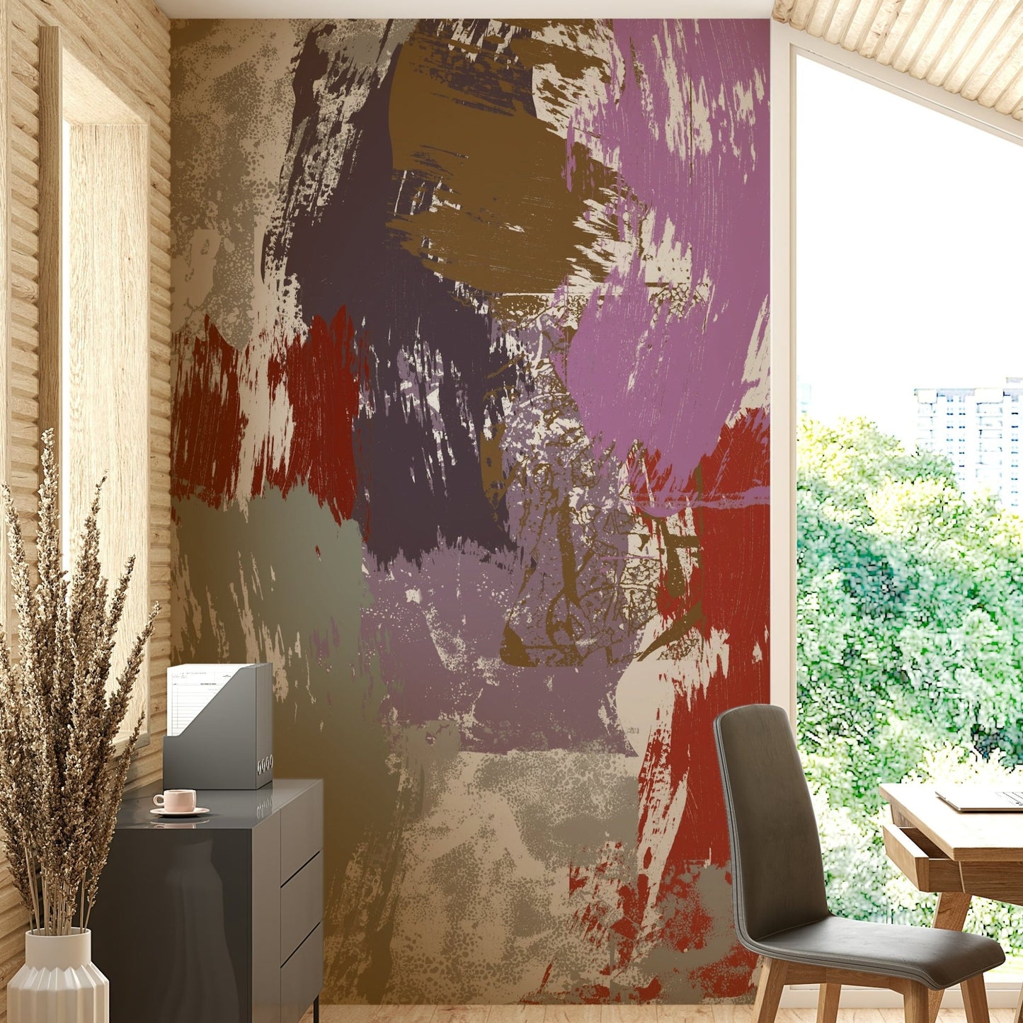 A beautiful modern art wall mural of delicate roses.

