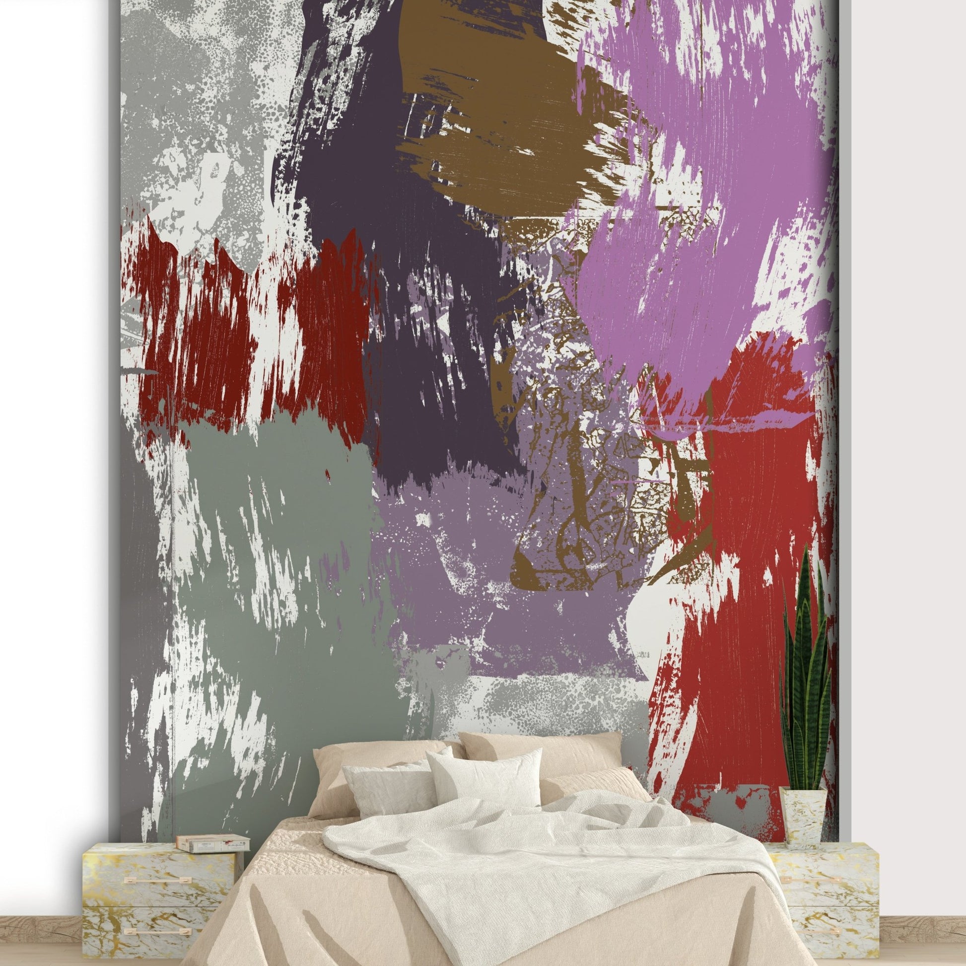 A beautiful gold floral wallpaper mural with subtle rose accents.

