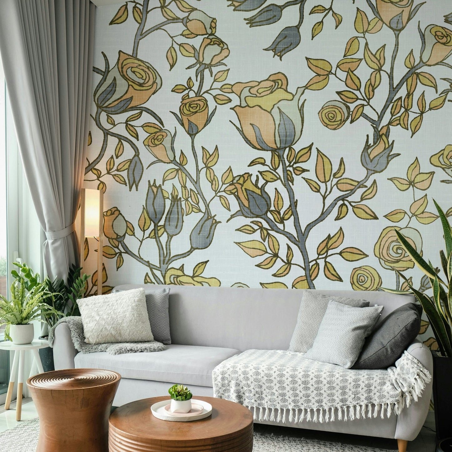 Calm and refined botanical wallpaper pattern


