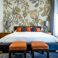 Botanical wallpaper with rose motifs

