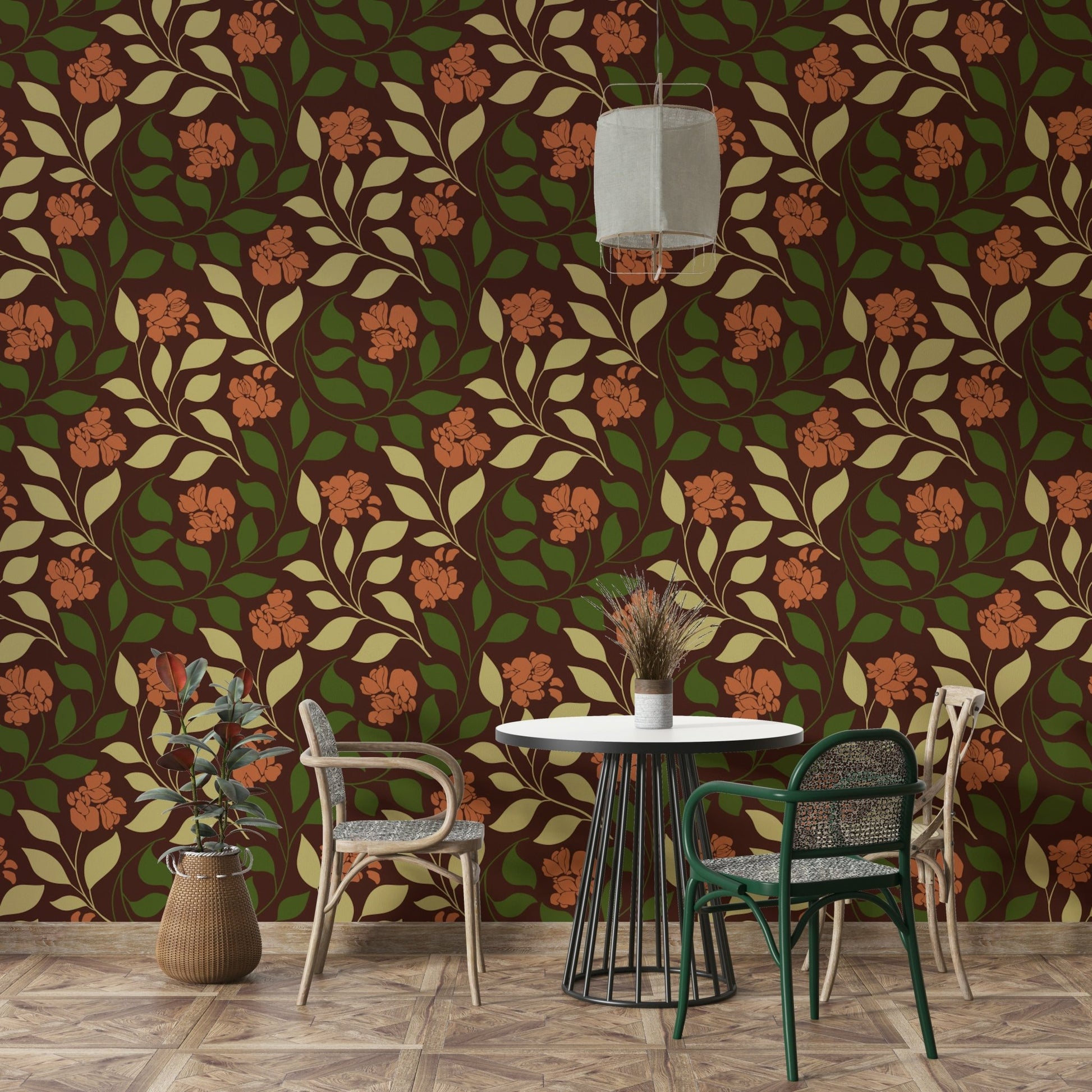 The texture appears smooth and refined, like a historical textile or painting.
