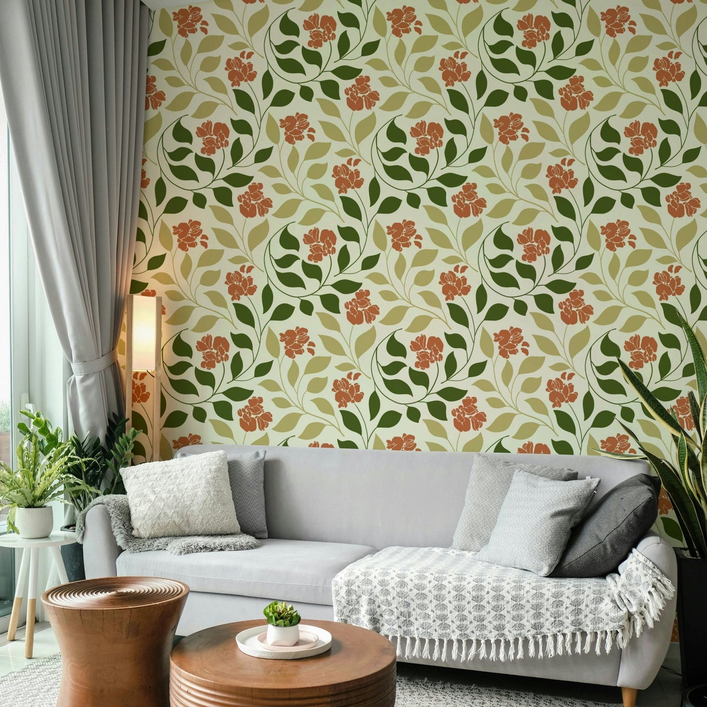 Muted greens, terracotta, soft creams. GD3124


