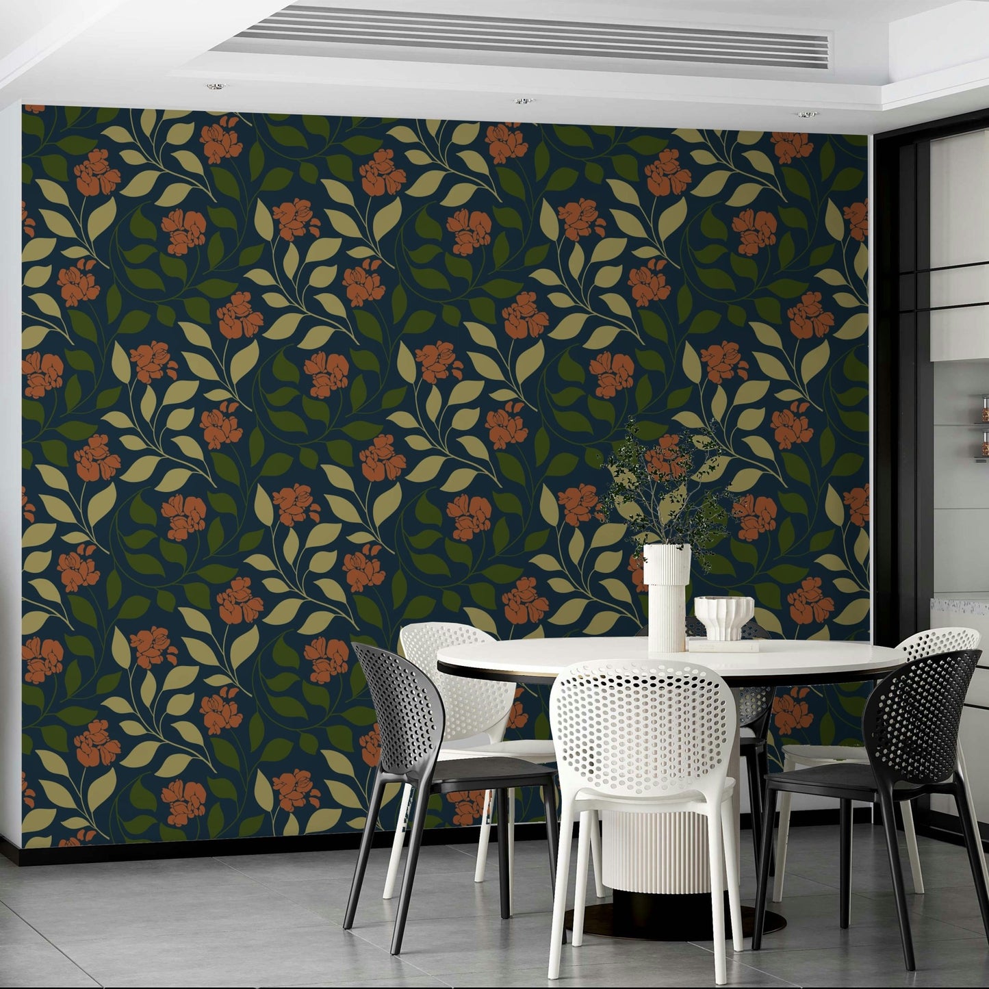A captivating and elegant vintage floral wallpaper pattern.
