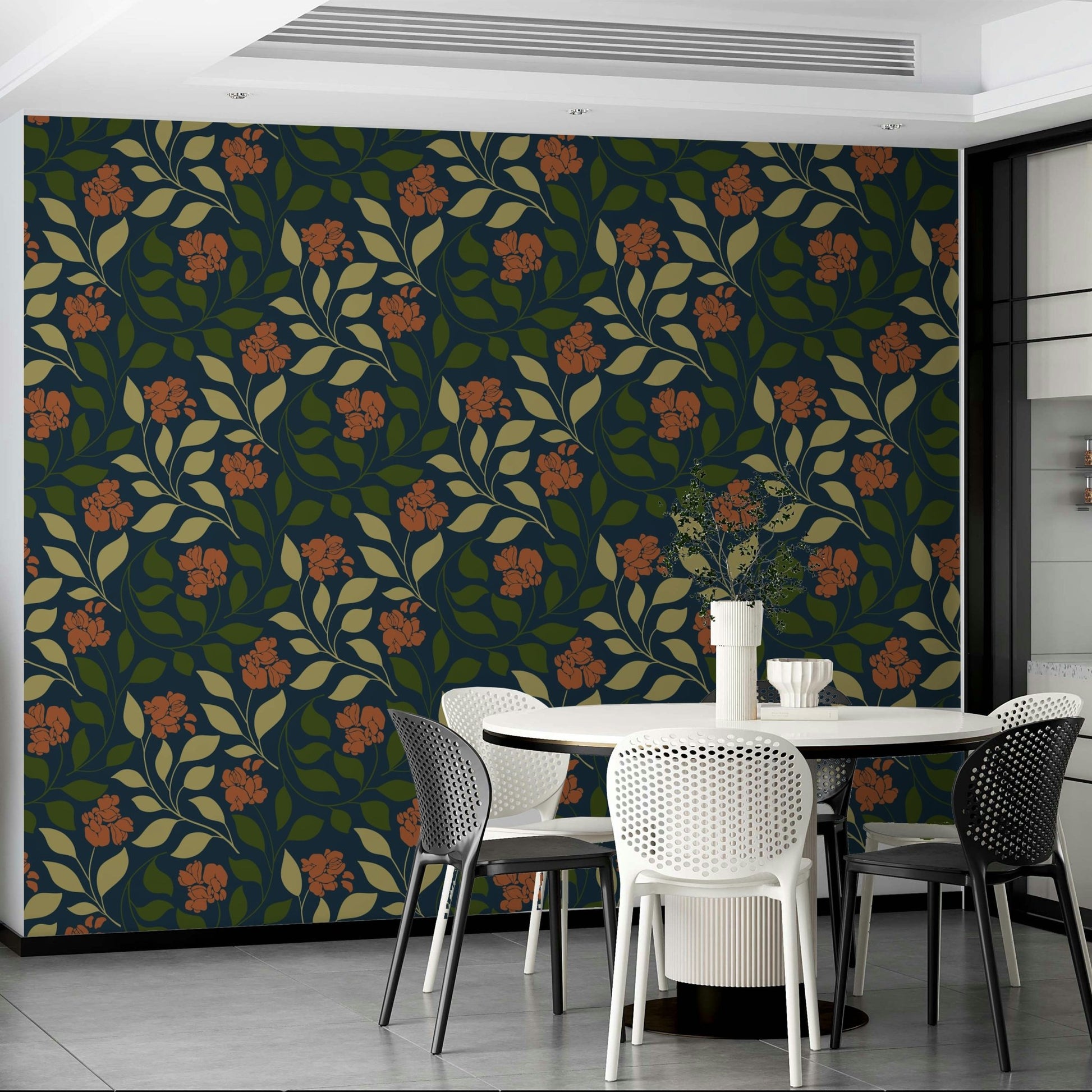 A captivating and elegant vintage floral wallpaper pattern.
