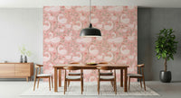 Calming and nature-inspired Rosy Swan Serenity Wallpaper print suitable for elegant children's decor and playrooms.