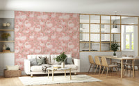 Charming pattern of the Rosy Swan Serenity Wallpaper, a delightful option for peel and stick wallpaper in a child's room.