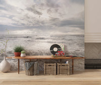 Lounge area paired with Rough Stormy Sea Wall Mural and textured ocean movement