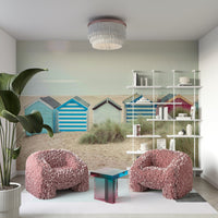 A serene coastal shed wall mural for nautical decor.

