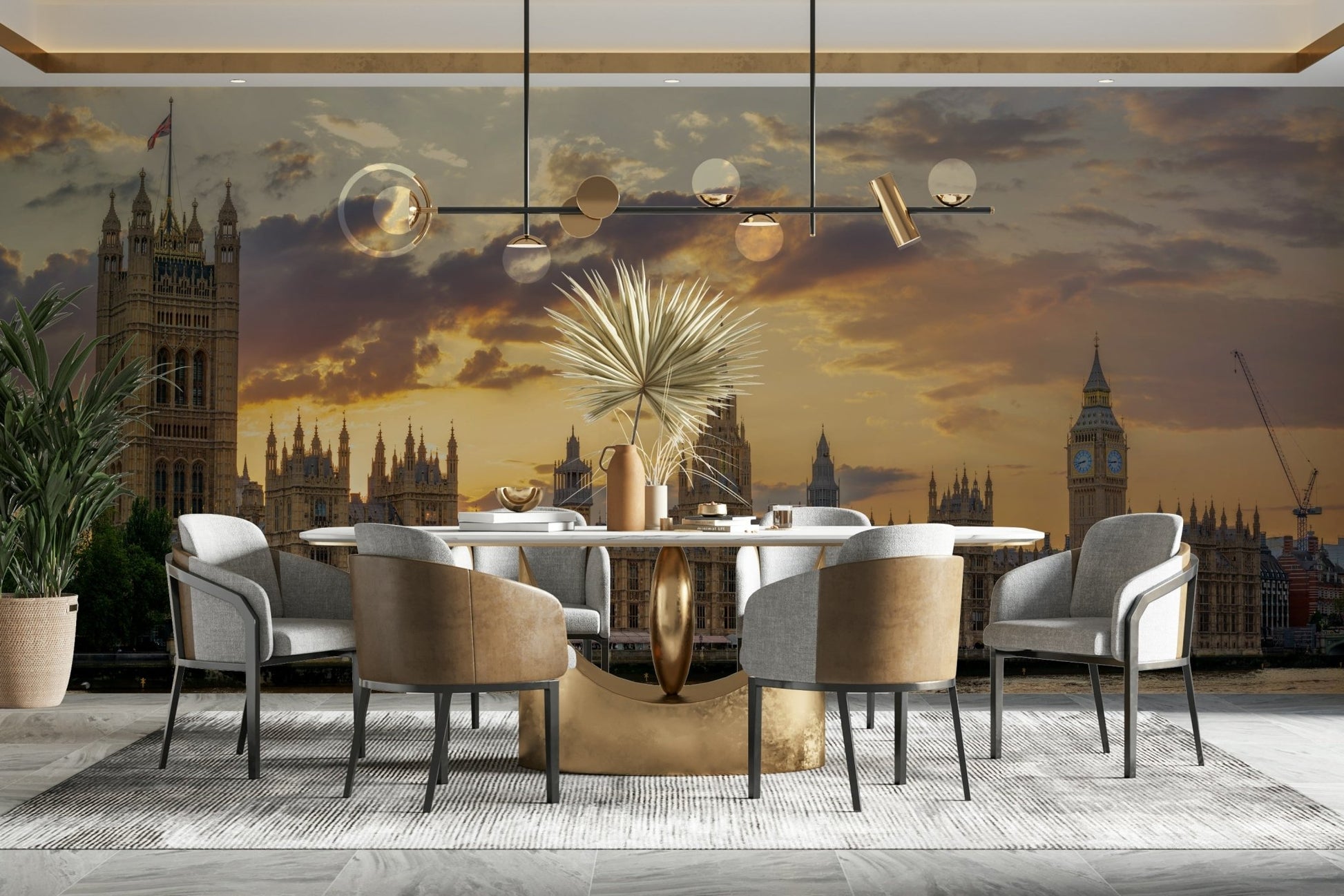 A serene Palace of Westminster wall mural for your decor.


