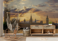 An artistic London landmark mural for home decor.

