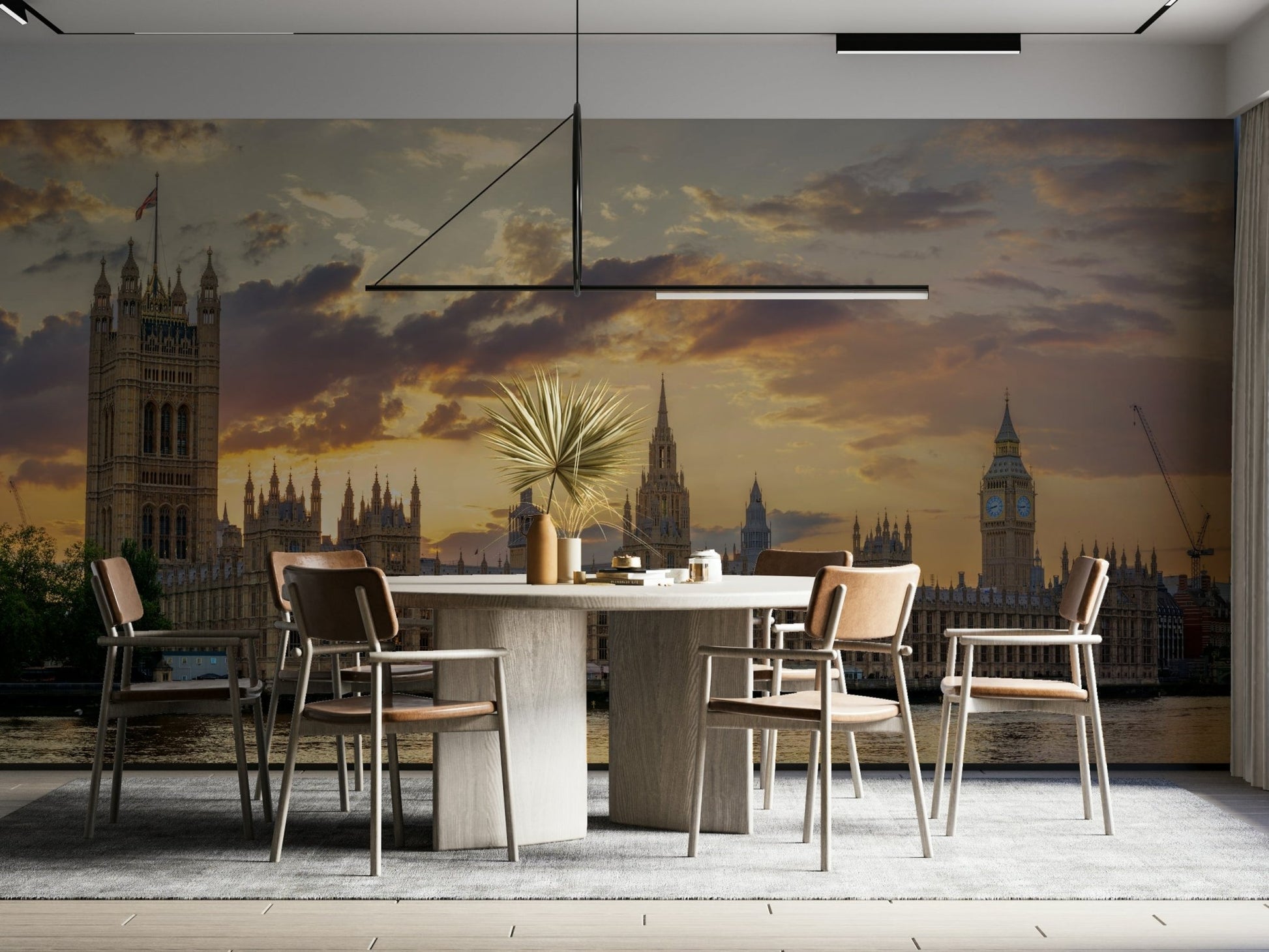 A majestic river Thames view wallpaper mural that defines a space.

