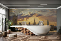 An iconic Big Ben mural on minimalist wallpaper.

