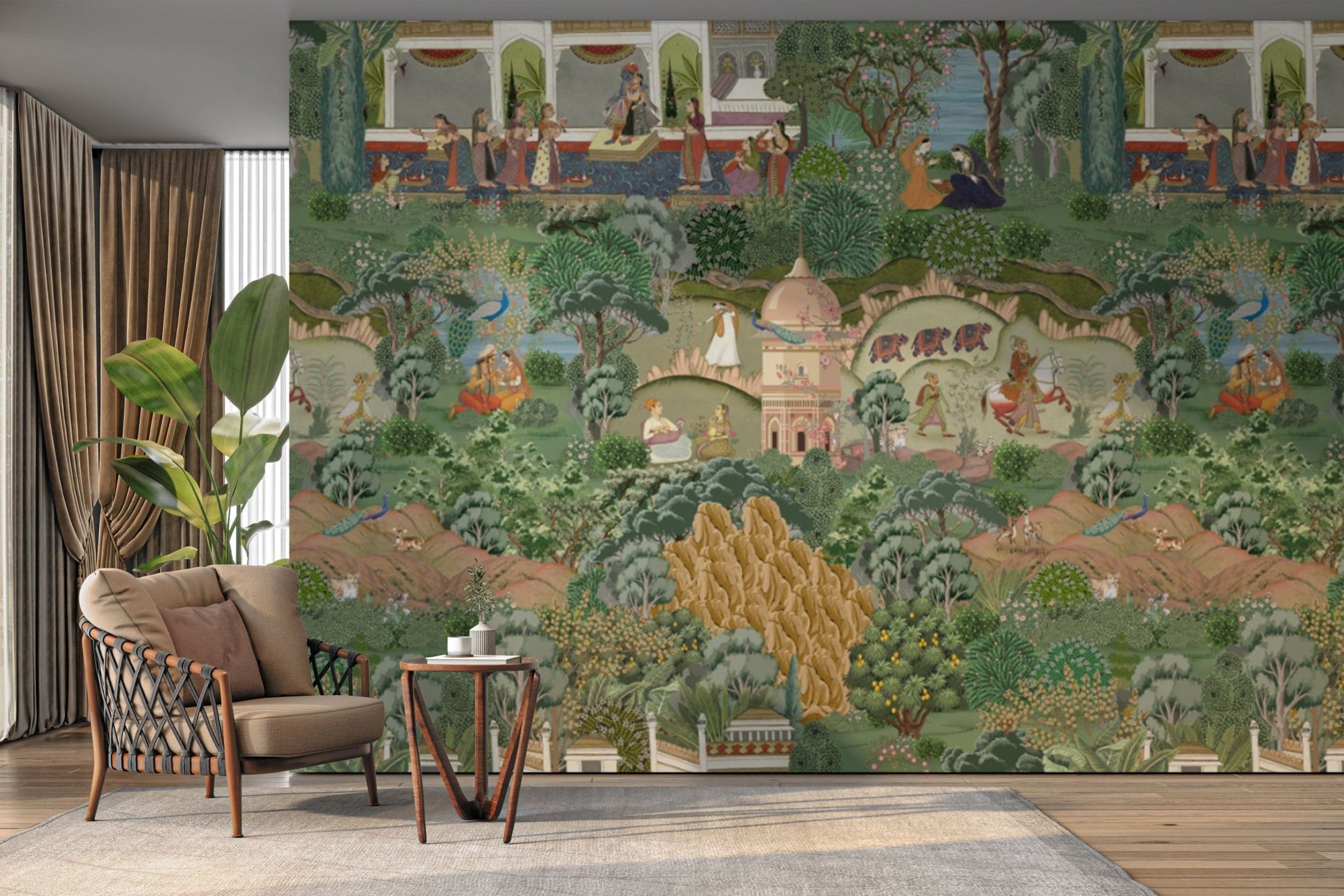 Royal wedding scene with elephants

