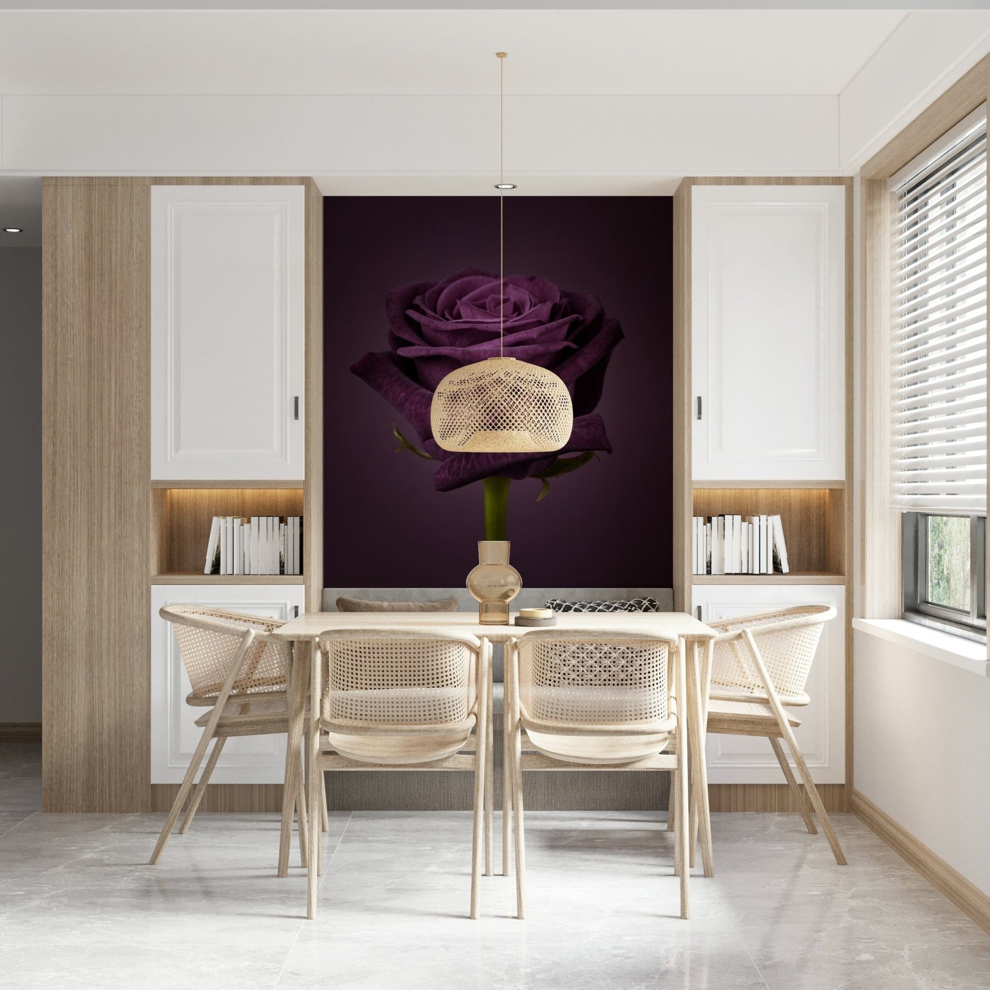 Sophisticated feature wall mural with intricate motifs for a lounge wallpaper.