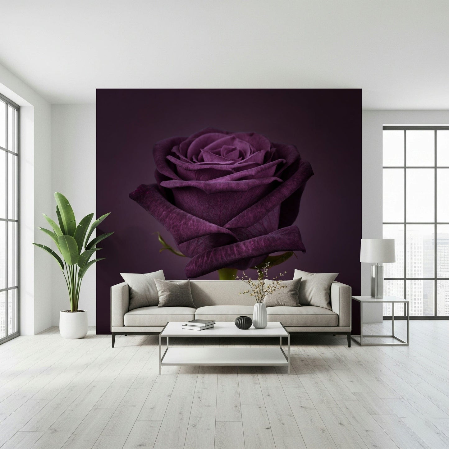 Royal Beauty Wall Mural behind a velvet armchair in a reading nook wallpaper.