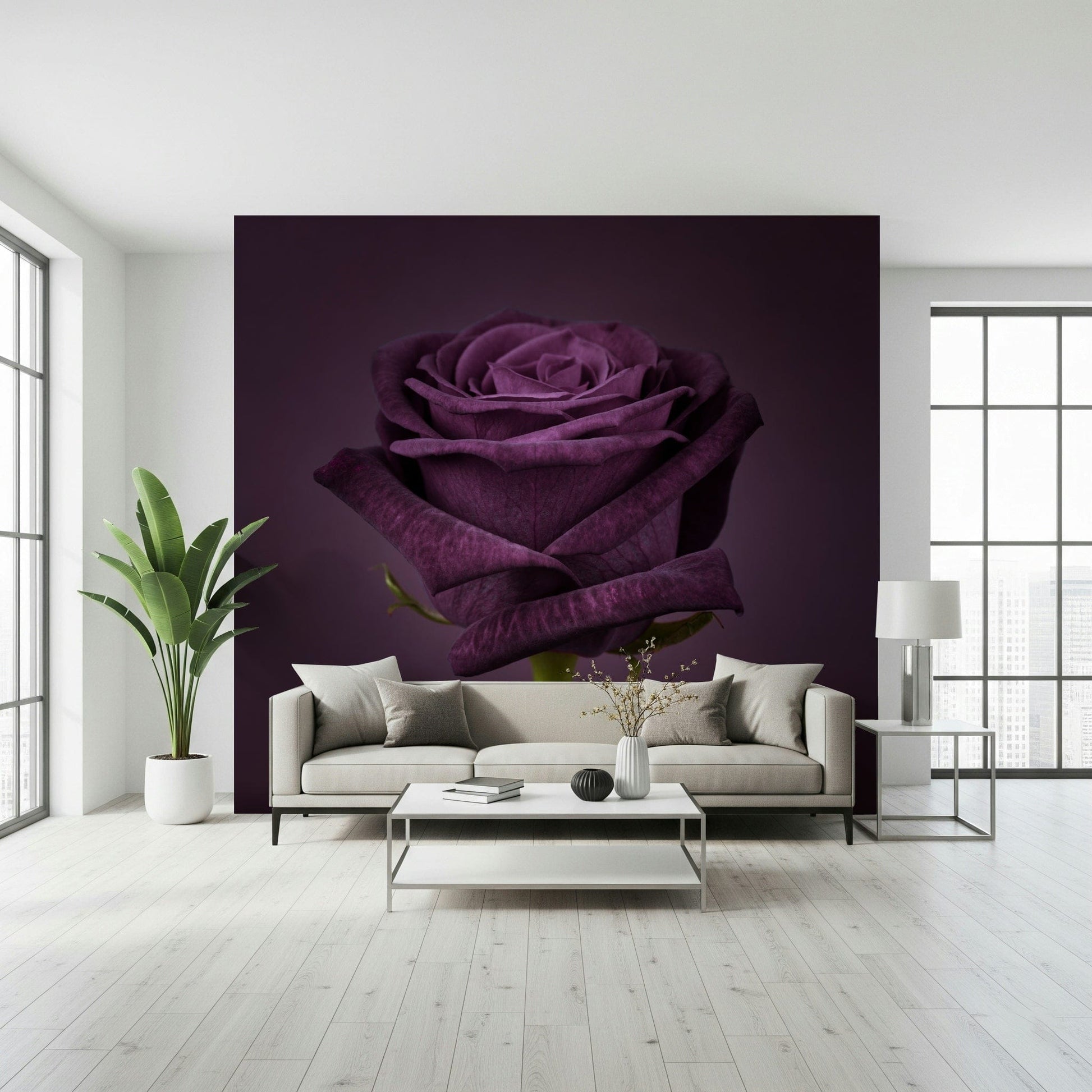 Royal Beauty Wall Mural behind a velvet armchair in a reading nook wallpaper.