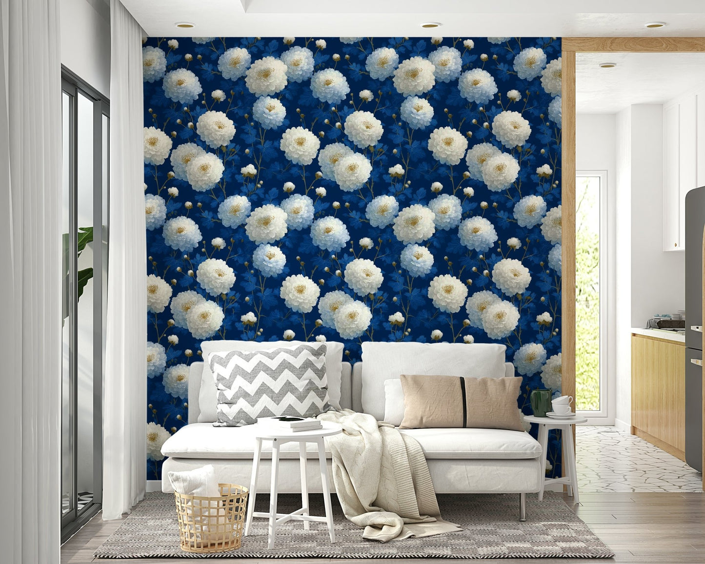 A tasteful flower print wall mural of beautiful flowers.

