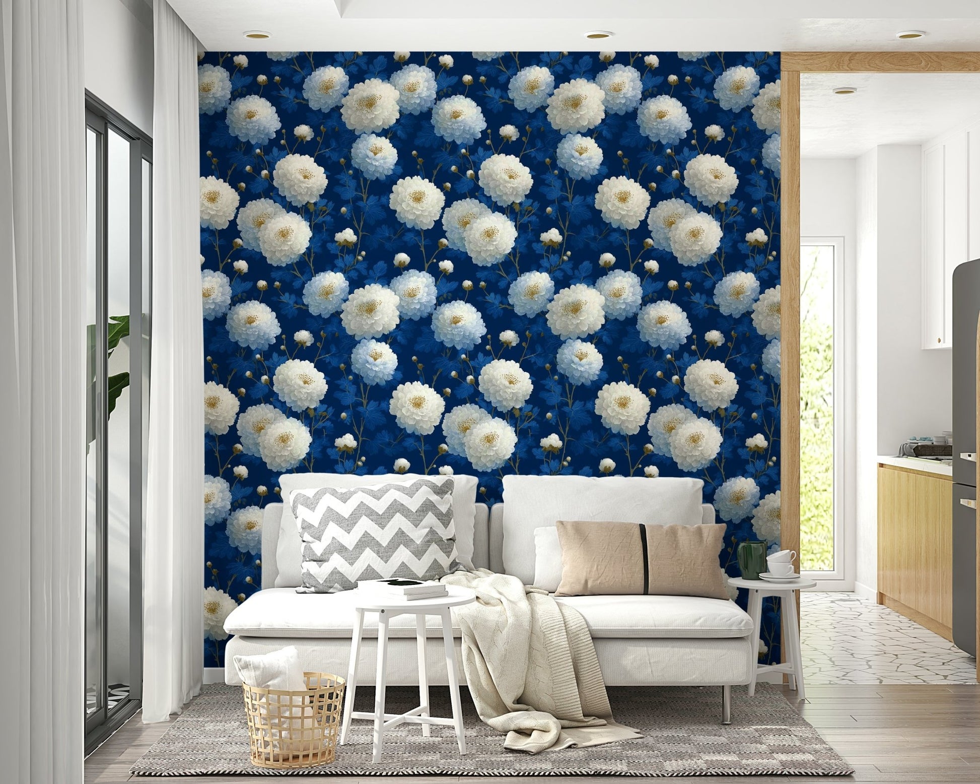 A tasteful flower print wall mural of beautiful flowers.

