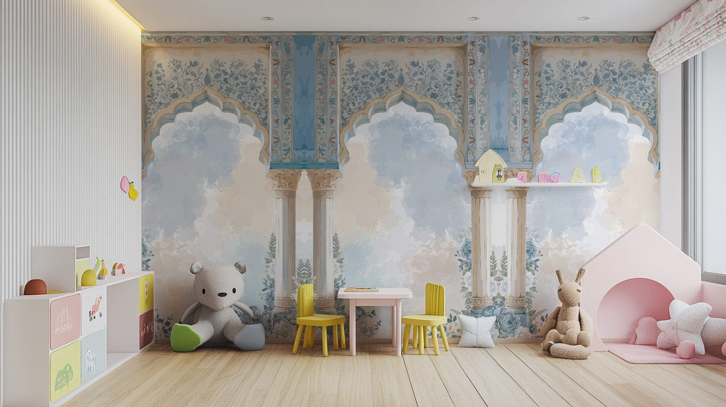 Intricate royal blue floral wallpaper
