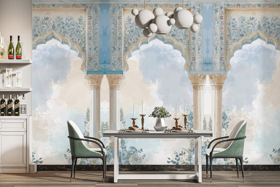 Royal blue floral wallpaper design D110
