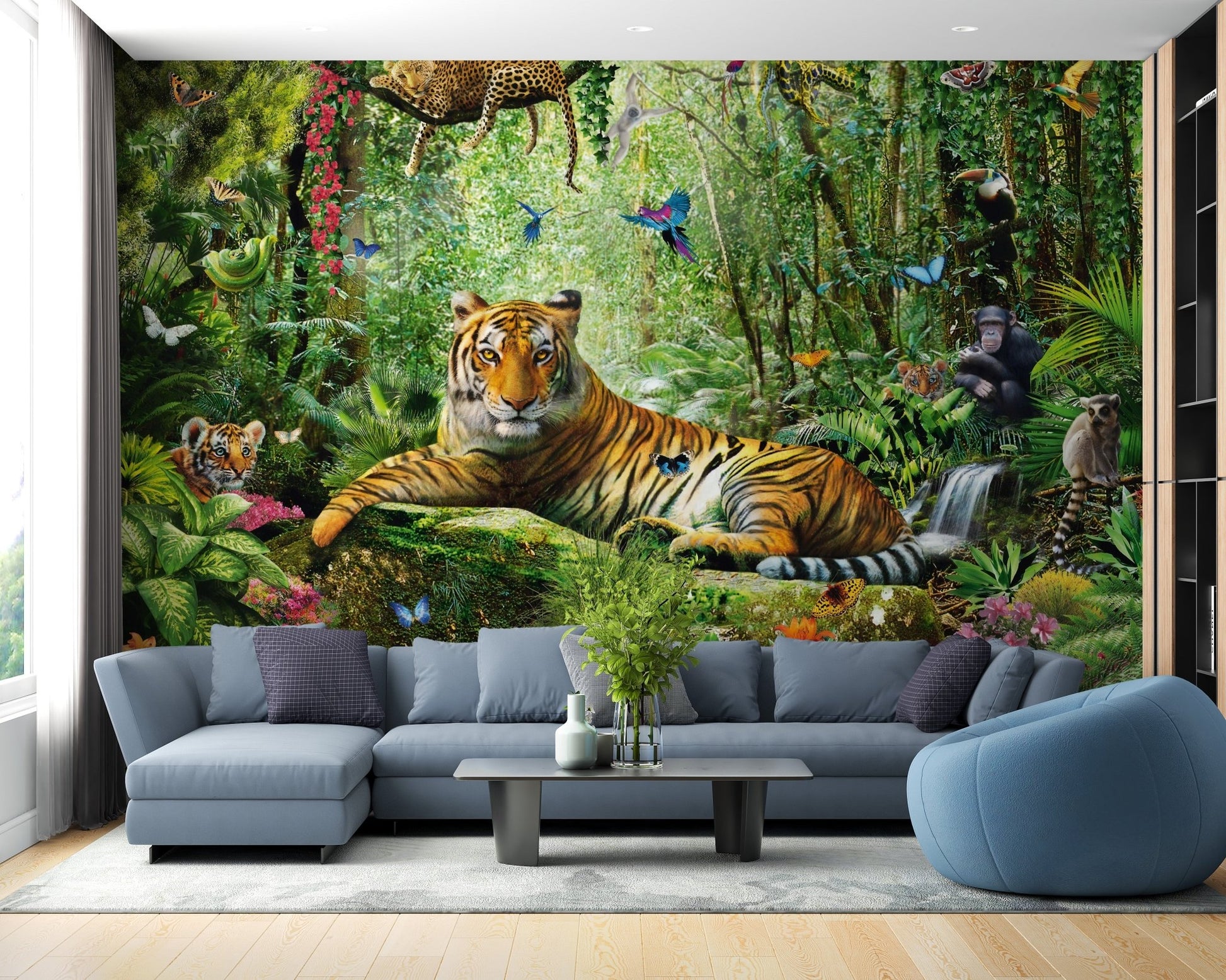 Royal Tiger Jungle View Wall Mural A524