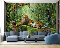 Royal Tiger Jungle View Wall Mural A524