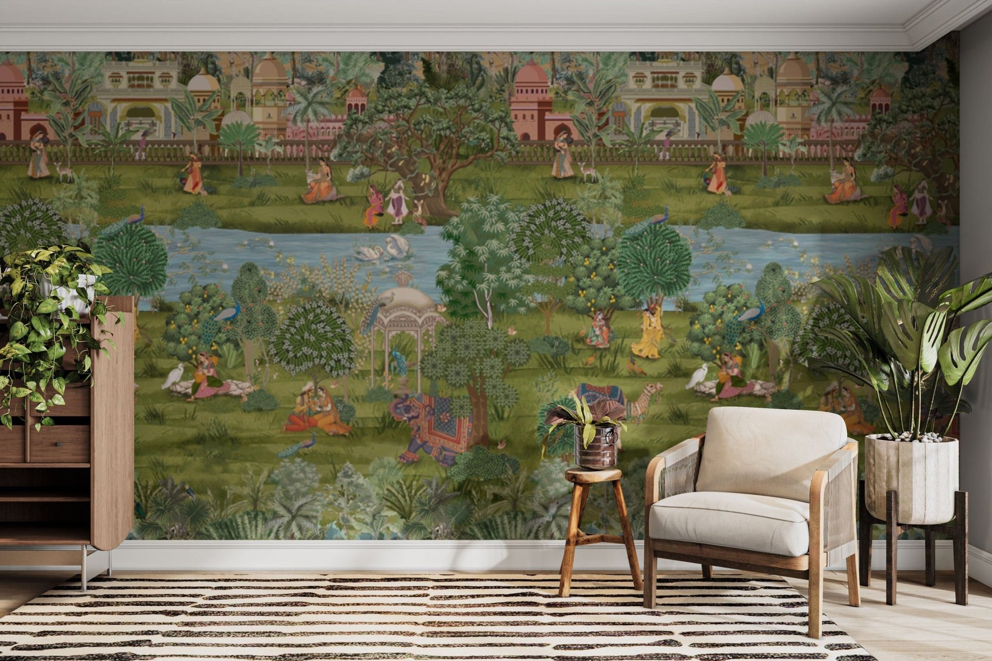 Regal courtyard scene wallpaper art D317

