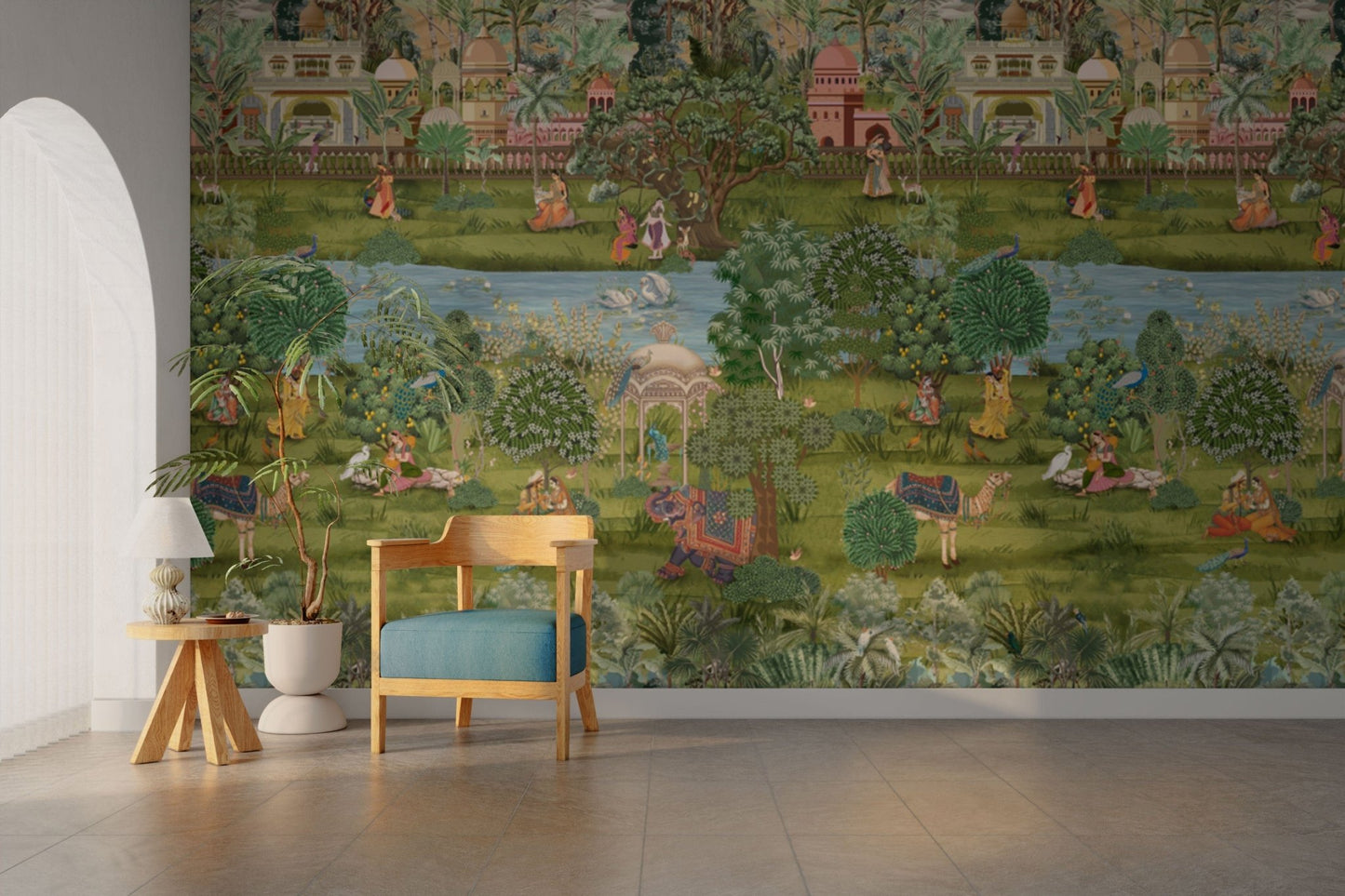 Majestic courtyard themed wall design D317

