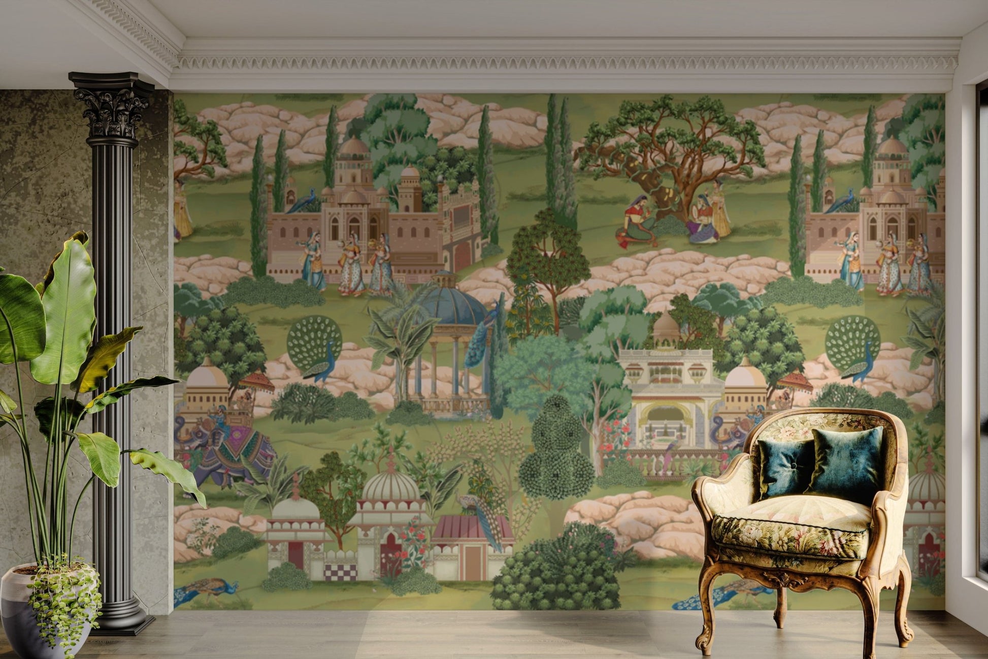 Courtyard with royal figures wallpaper D316-1

