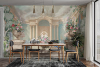 Ornate Archway and Peacock Design
