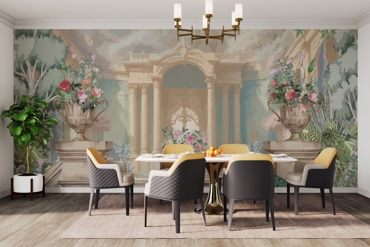 Grand Garden Steps with Peacock Art
