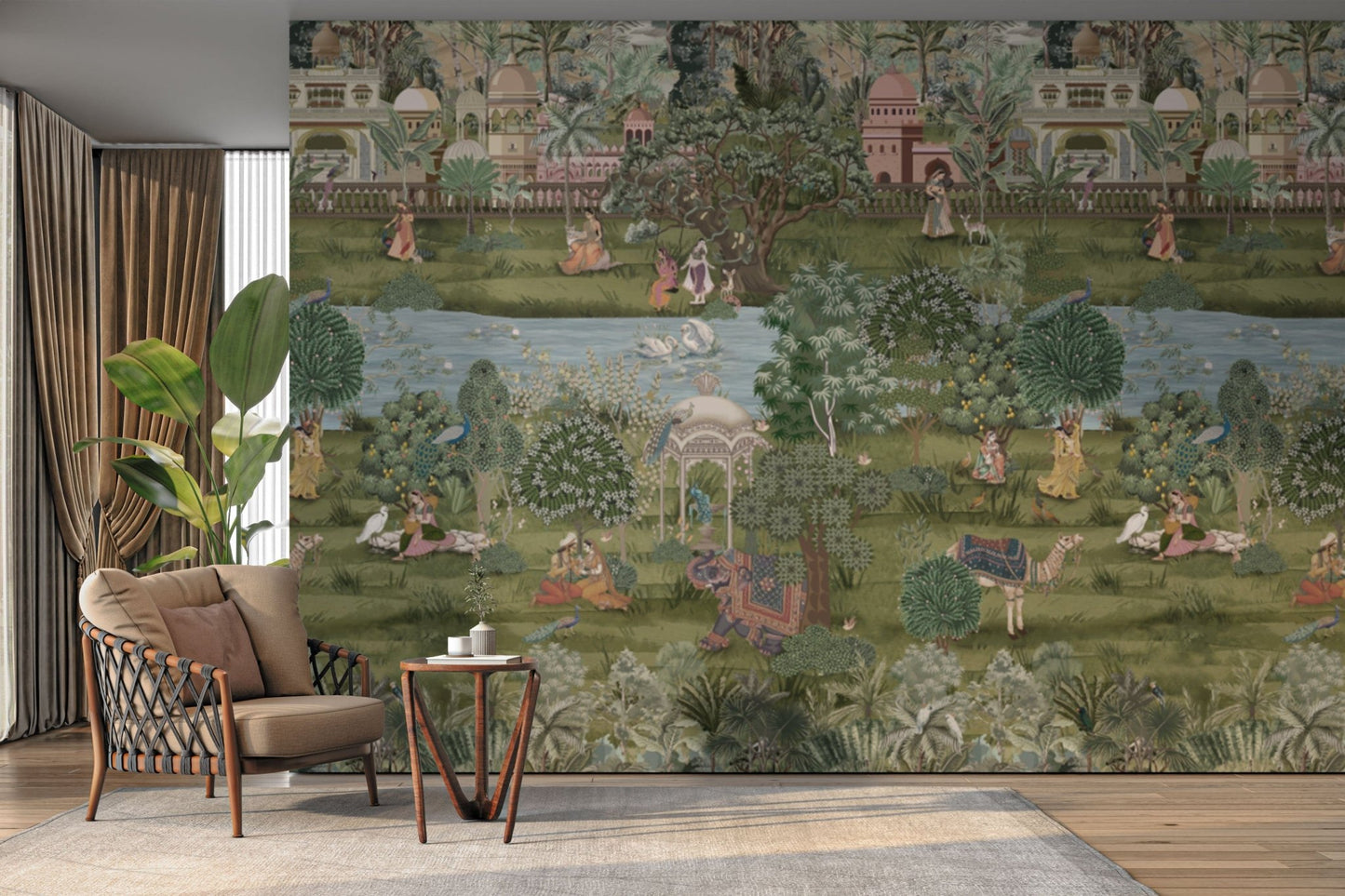 Majestic floral garden wall covering

