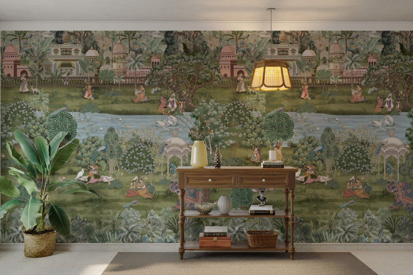 Regal floral artwork wallpaper design

