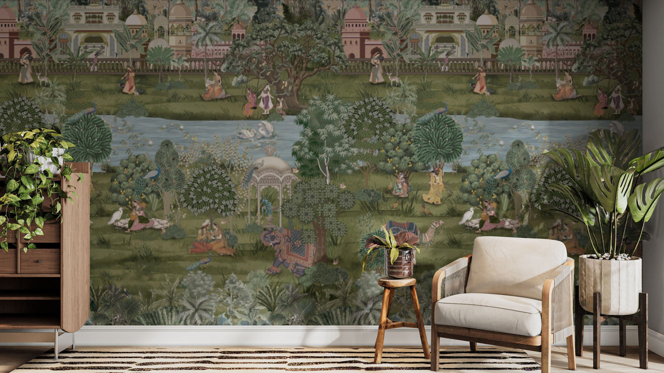 Vintage royal garden story mural


