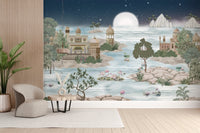 Ethereal Indian palace with starry night landscape