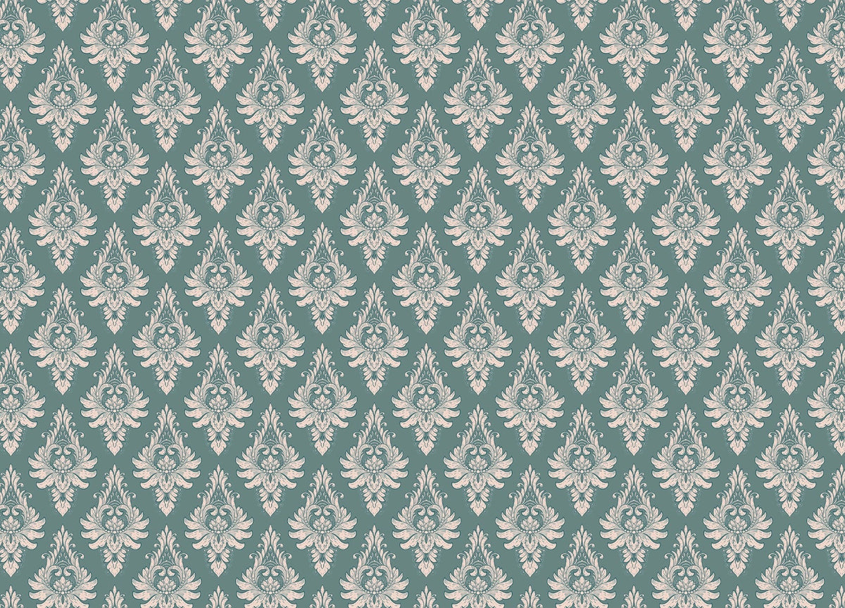Green Damask Wallpaper for Elegant Walls in your room — zoomed