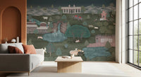 Hallway dressed in Royal Wilderness Tapestry Wall Mural garden scene