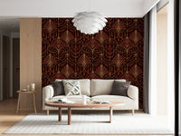 A graceful subtle block wall mural in rich, dramatic tones., GD5936