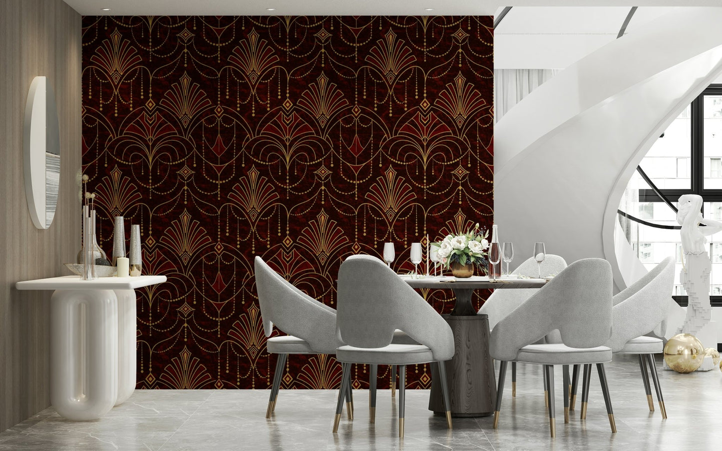 A contemplative geometric design wallpaper mural for a feature wall., GD5936