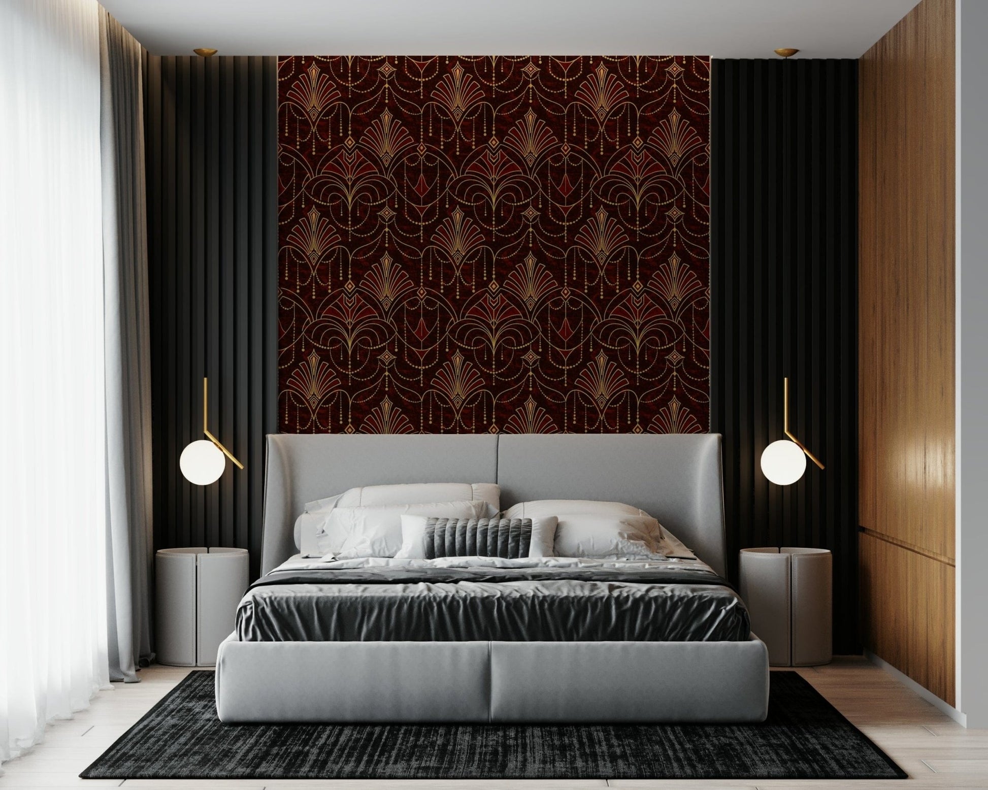 A calming modern pattern wallpaper mural that defines a space., GD5936