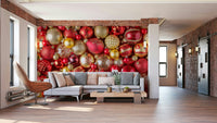 Abstract red pattern mural wallpaper design

