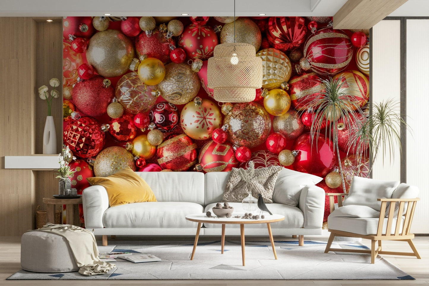 Deep pink and ruby wallpaper for living rooms

