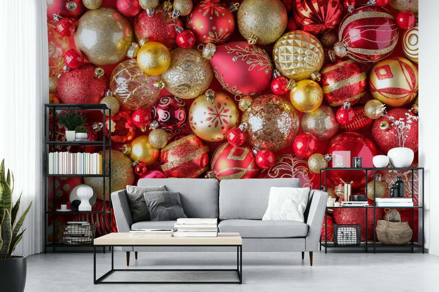 Soft red wall mural for cozy interiors

