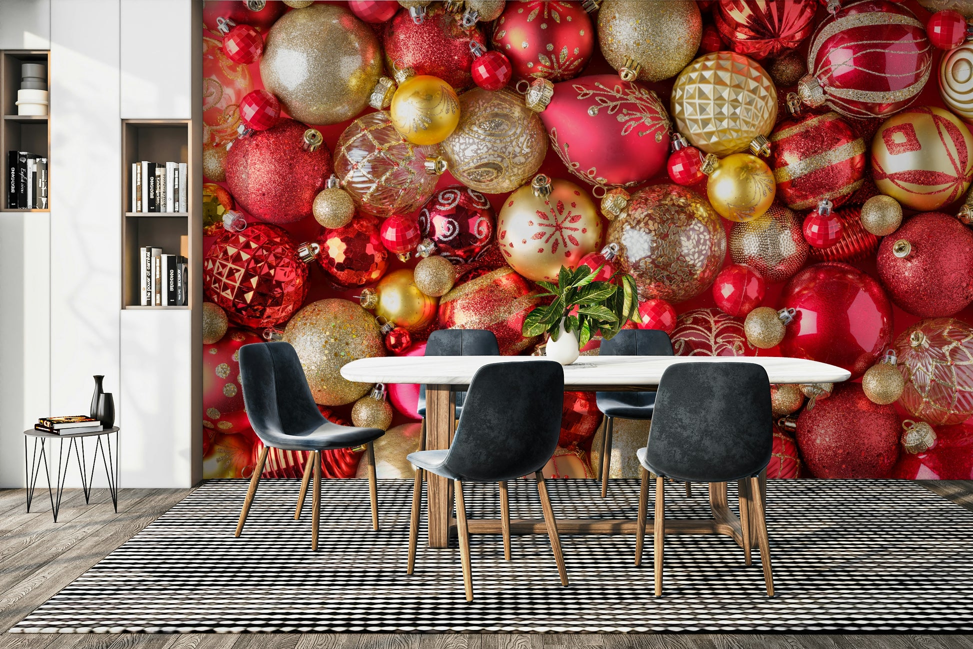 Ruby red abstract wall mural with soft texture

