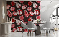 Ruby Retro Fruit wall mural with strawberries pears and sliced fruit