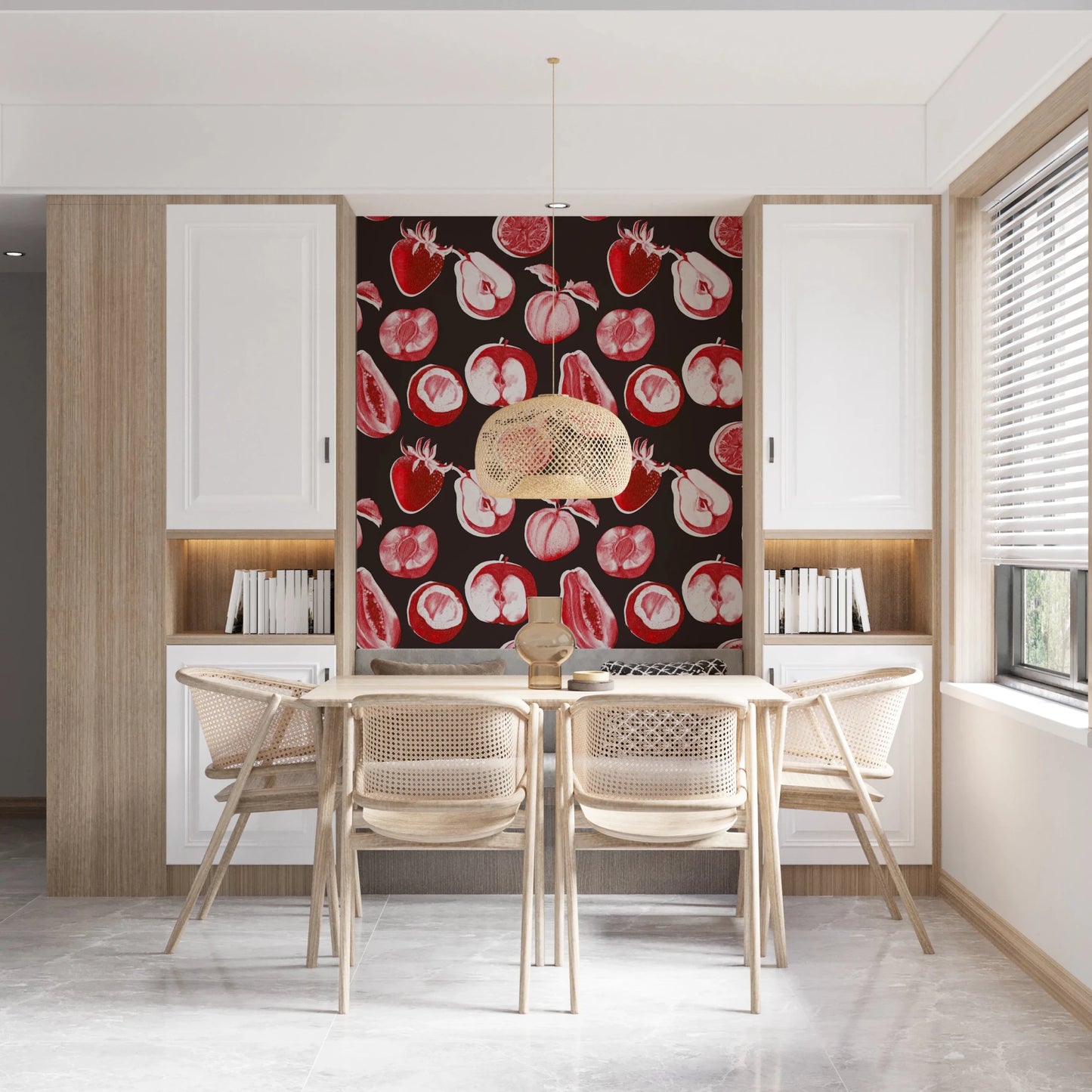 Ruby Retro Fruit Harvest wall mural with classic food-art styling