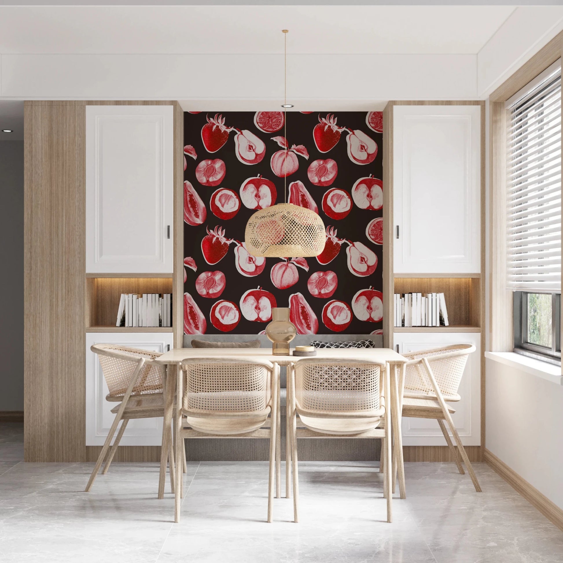 Ruby Retro Fruit Harvest wall mural with classic food-art styling